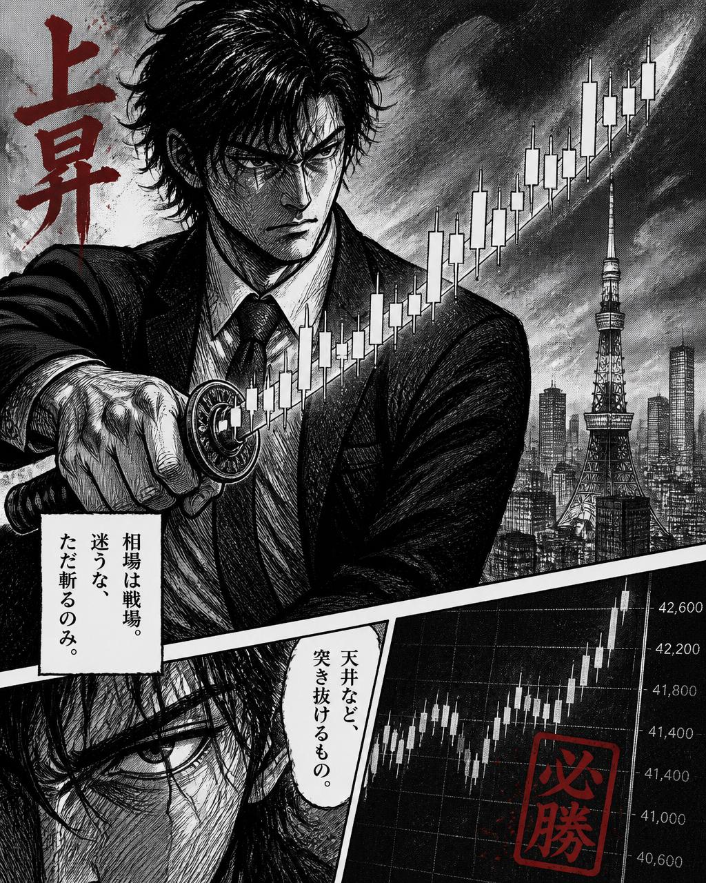 Borsanın İlk Kanı bölümünün karakalem manga kapağı