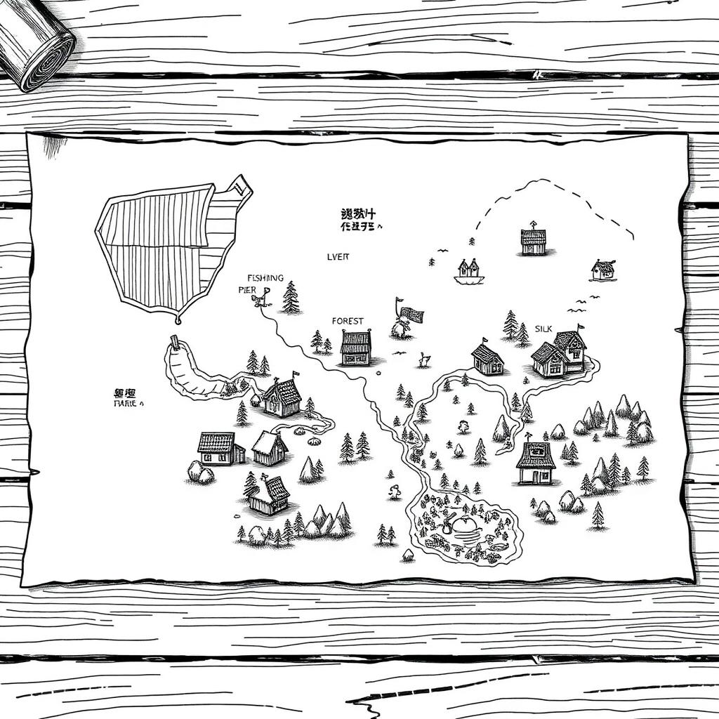 Kirishima haritayı seriyor: pirinç, balık, maden, orman, ipek. Her birinin yanında farklı bir sembol.